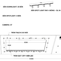 Thiết kế trần thạch cao kích thước dài 11.850 mm và rộng 3.520 mm